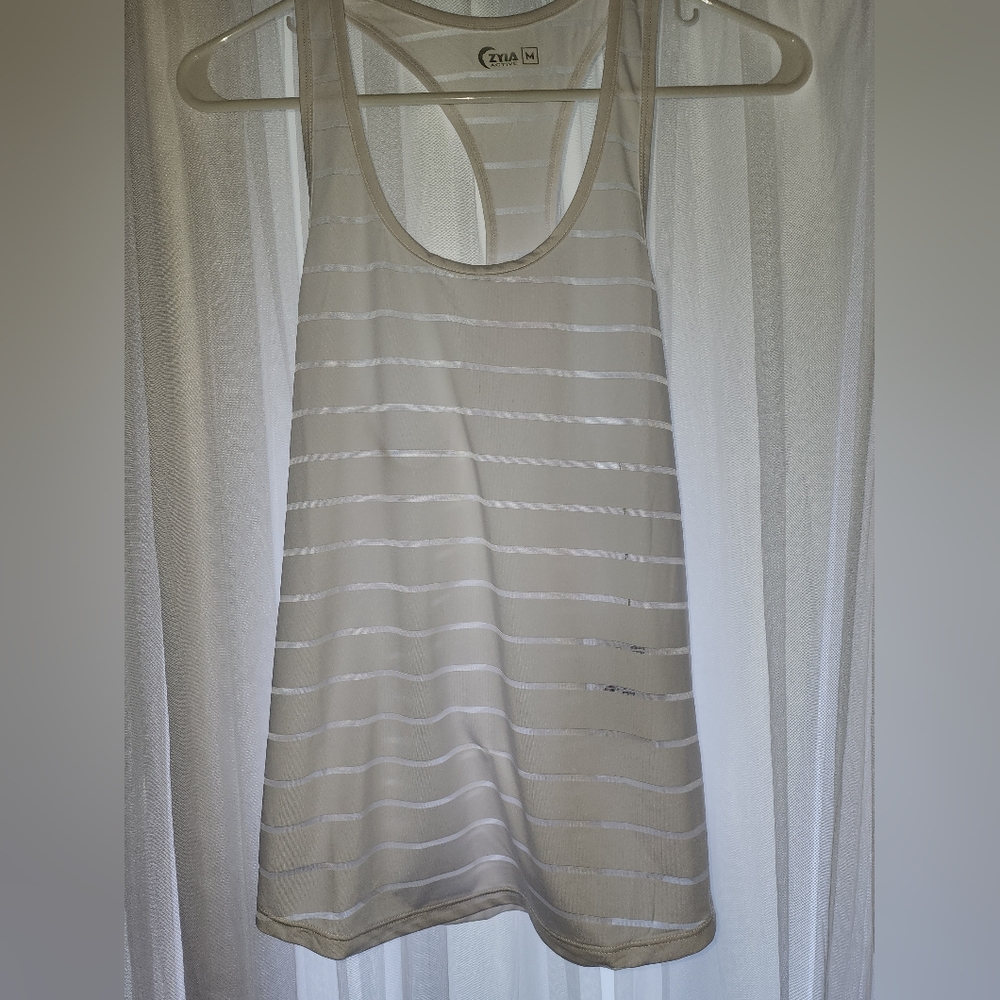 ZIYA, Havana Style,  Women's Racerback, White Tank Top,  Size Medium,  NWT